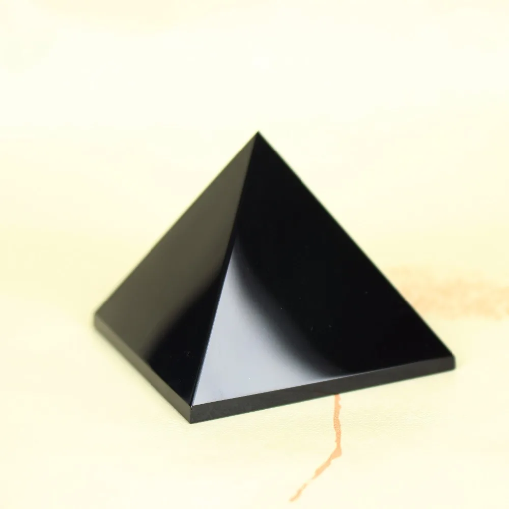 

Black Obsidian 1.5inch Natural Pyramid Carved Chakra Healing Crystal Reiki Stone Top Quality Gemstone Radiation Deflection Home