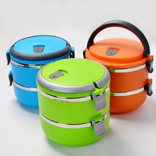 Neue Nette Runde Form Thermische Lunchbox Umweltfreundliches picknick Mittagessen Container Tragbare Lebensmittelbehälter versiegelt edelstahl