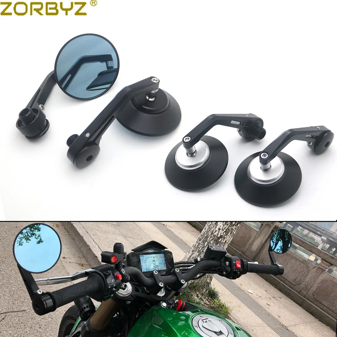 

ZORBYZ Black CNC Aluminium Round Handlebar end Side Mirror With thread inside For Benelli Leoncino 500 502c 752s BN600 BN300