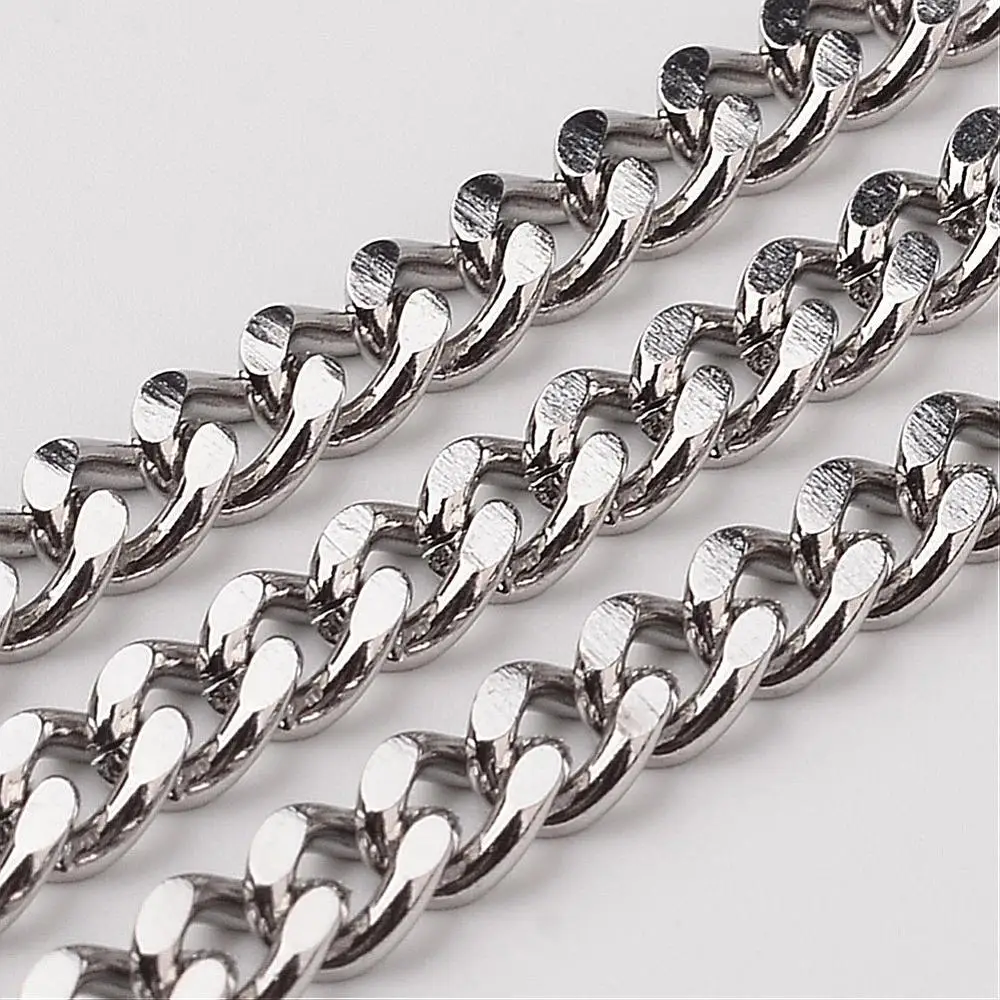 Pandahall 304 Stainless Steel Twist Chains, Faceted, Stainless Steel