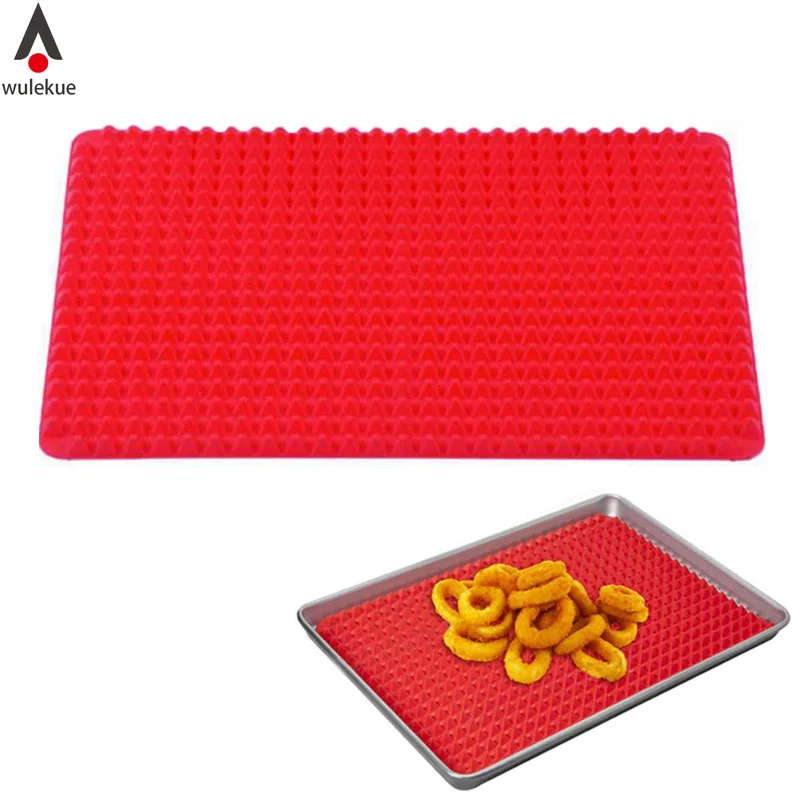 Wulekue Silicone Heat Raised Pyramid Shaped Pan Mat for Cooking Baking Roasting Resistant Mats