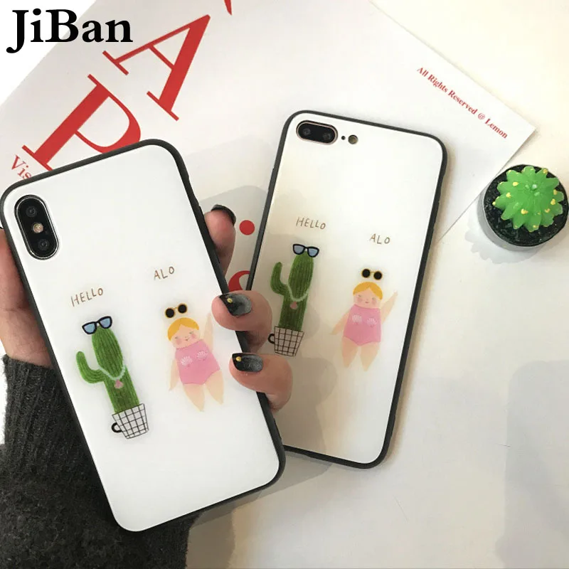 Jiban для IPhone X Роскошные закаленное Стекло случаях Мода Забавный Симпатичный