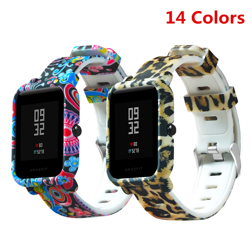 

For Amazfit Bip Strap 20mm Watch Band Camouflage Silicone Bracelet For Xiaomi Huami Amazfit Bip Bit Youth Case Cover Accessories