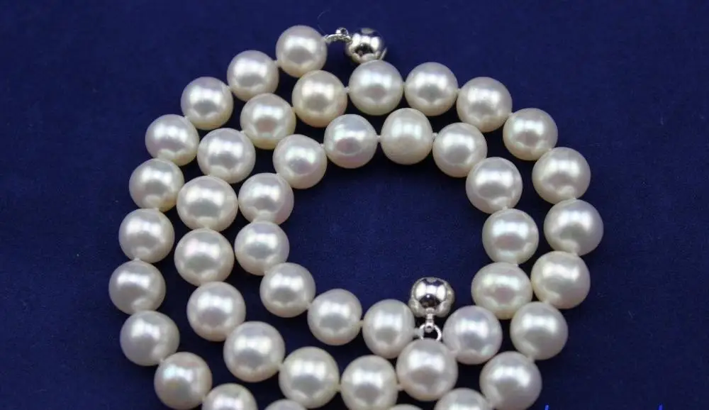 

fresh water pearl necklace round 9-10mm white 17.5 Magnet clasp