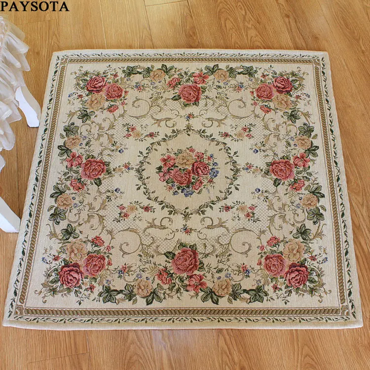 

PAYSOTA European Style Square Carpet Living Room Porch Computer Chair Cushion Environmental Protection Machine Washable Rug