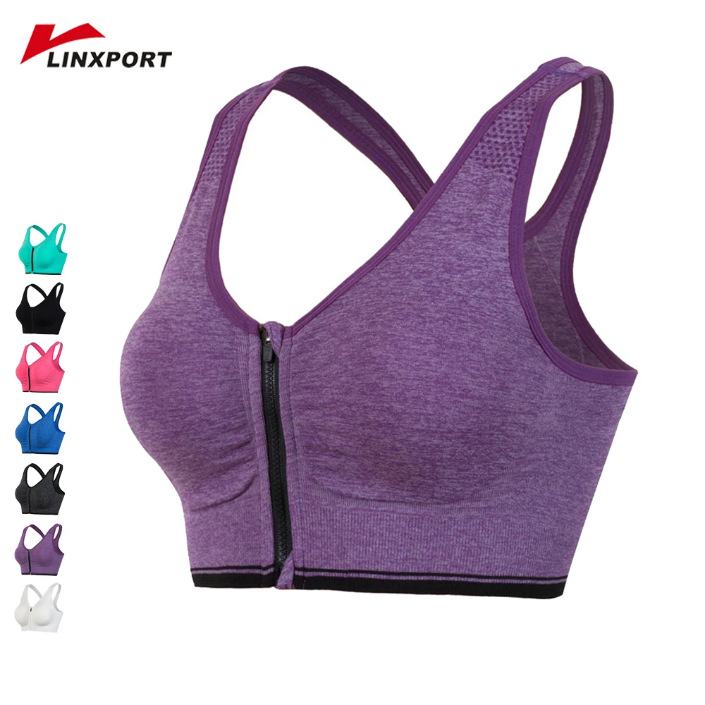 

Zipper Women Sports Bra Professional Absorb Sweat Tops Athletic Vest Running Gym Fitness Bras High Impact Support Workout Tights