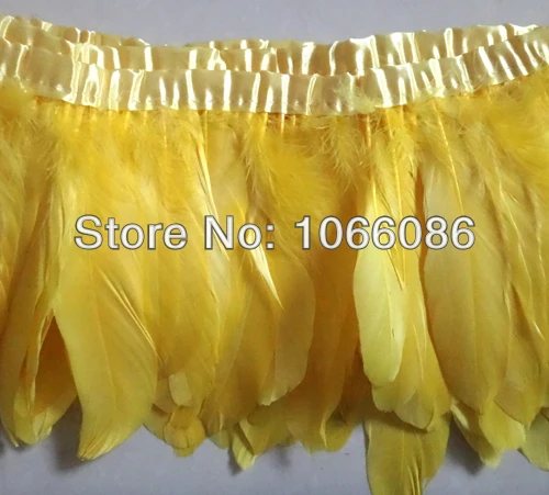 

Free shipping! Yellow swan goose feather trim/fringe/ribbon for cloth accessories 6M /lot 6-8inch width