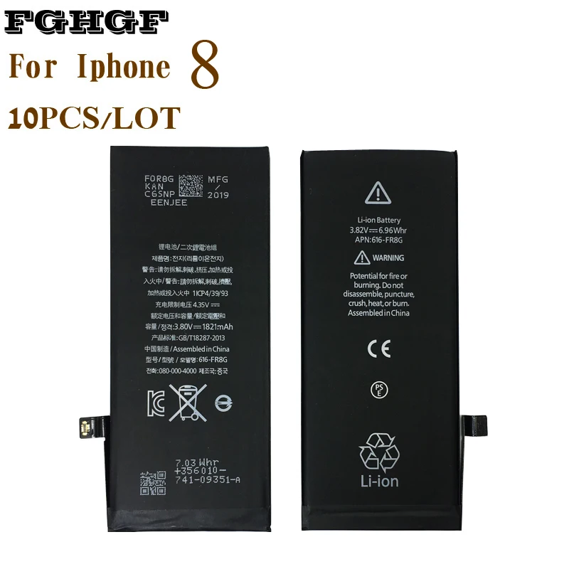 FGHGF 10 шт батарея мобильного телефона для Iphone 8 8G 3,8 V 1821mah AAA класс литий-ионная батарея смартфона