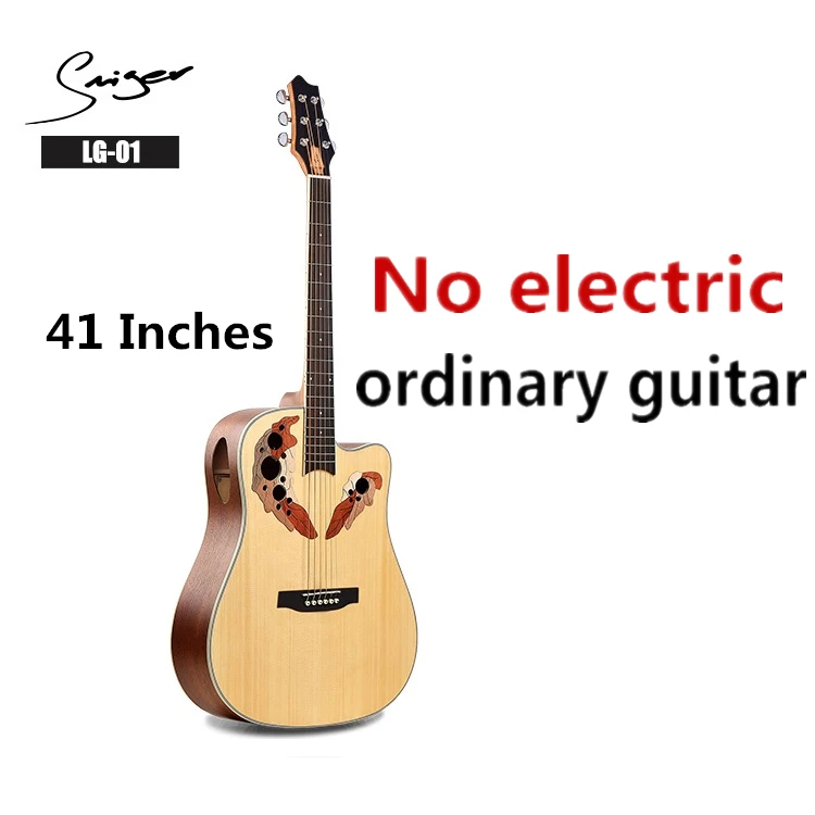 Гитара акустическая электрическая стальная струна с плоским верхом 41 дюймов D-Body Guitarra 6 струн поп-фолк Cutaway электро виноград дерево цвет - Цвет: LG-01