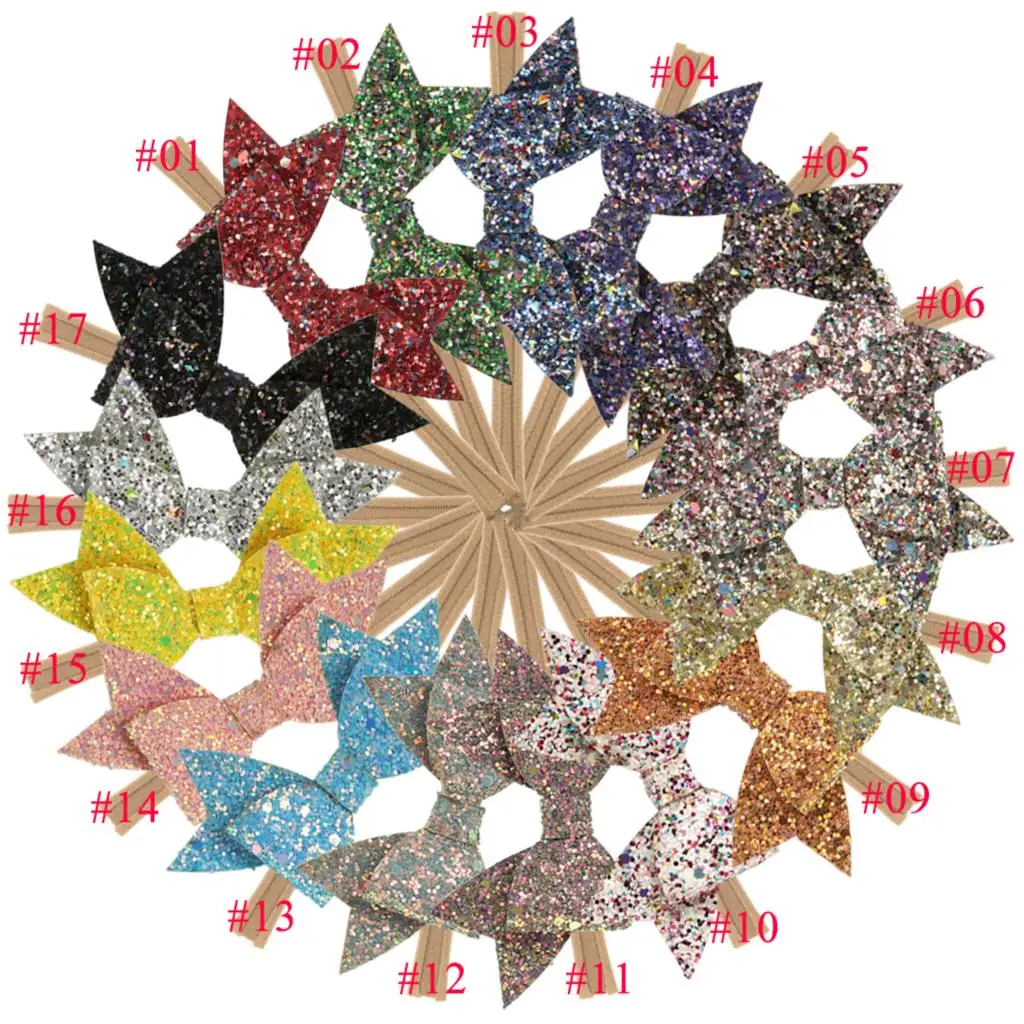17pcs/set  Nylon Headbands Mermaid Glitter Kids Girls Cute Elastic Hair Bands Photography Props Hair Accessories