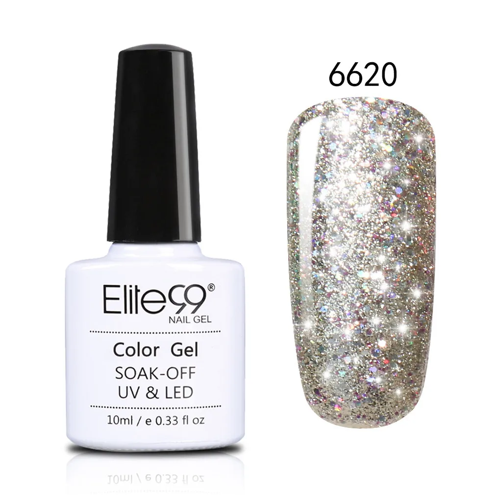 Elite99 Soak Off Starry Gel 3D Effect UV LED Glitter Nail Polish Manicure Bling Gel Varnish Polish for Nail Design