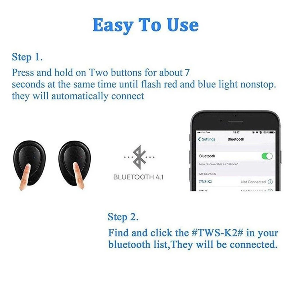 TWS-K2 стерео беспроводные Bluetooth 4,2 гарнитура Мини Дуэль уши стерео спортивные наушники-вкладыши