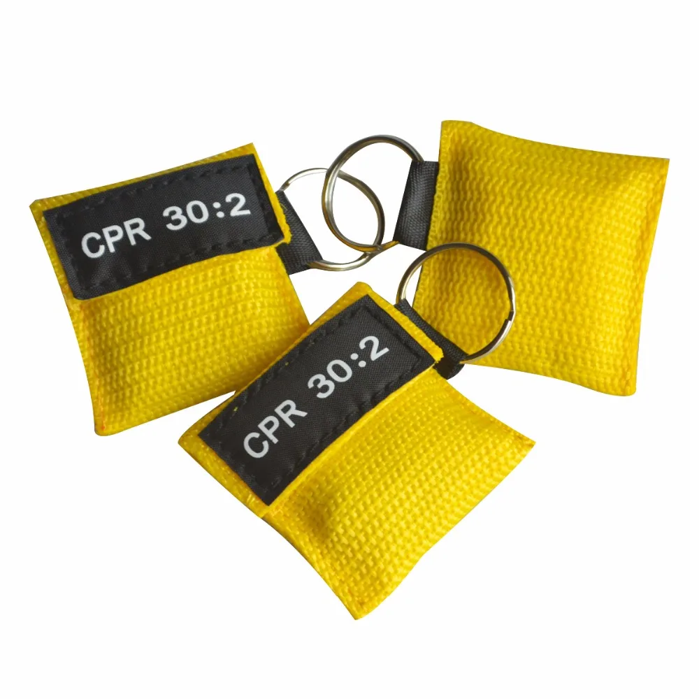 100 X Elysaid 30:2 CPR Mask One-Way-Valve First Aid CPR Face Shields Yellow New