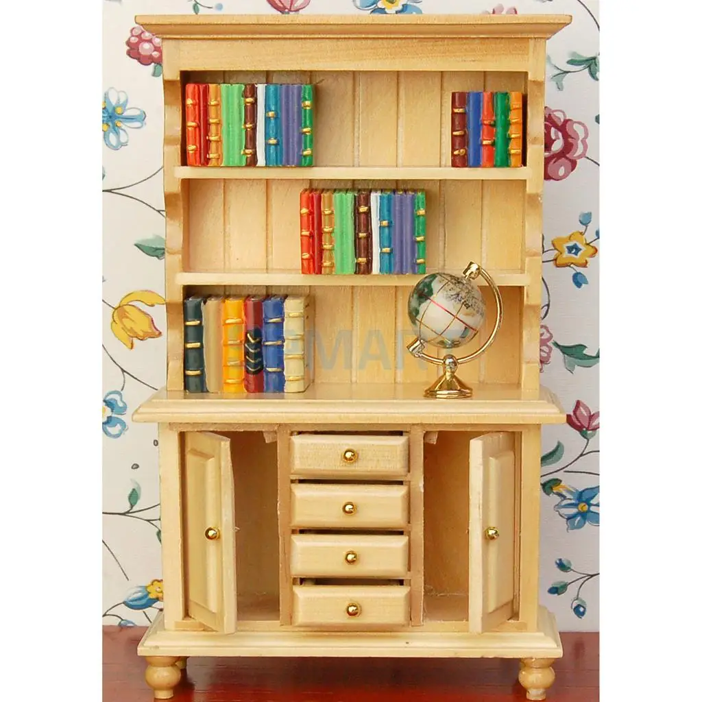 MagiDeal 1/12 Dollhouse Miniature Wooden Bookcase Bookshelf Cupboard for Dolls Bedroom