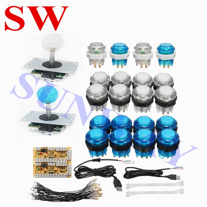 2 игрока аркадный джойстик DIY Kit запчасти со светодиодной кнопкой + копия Sanwa