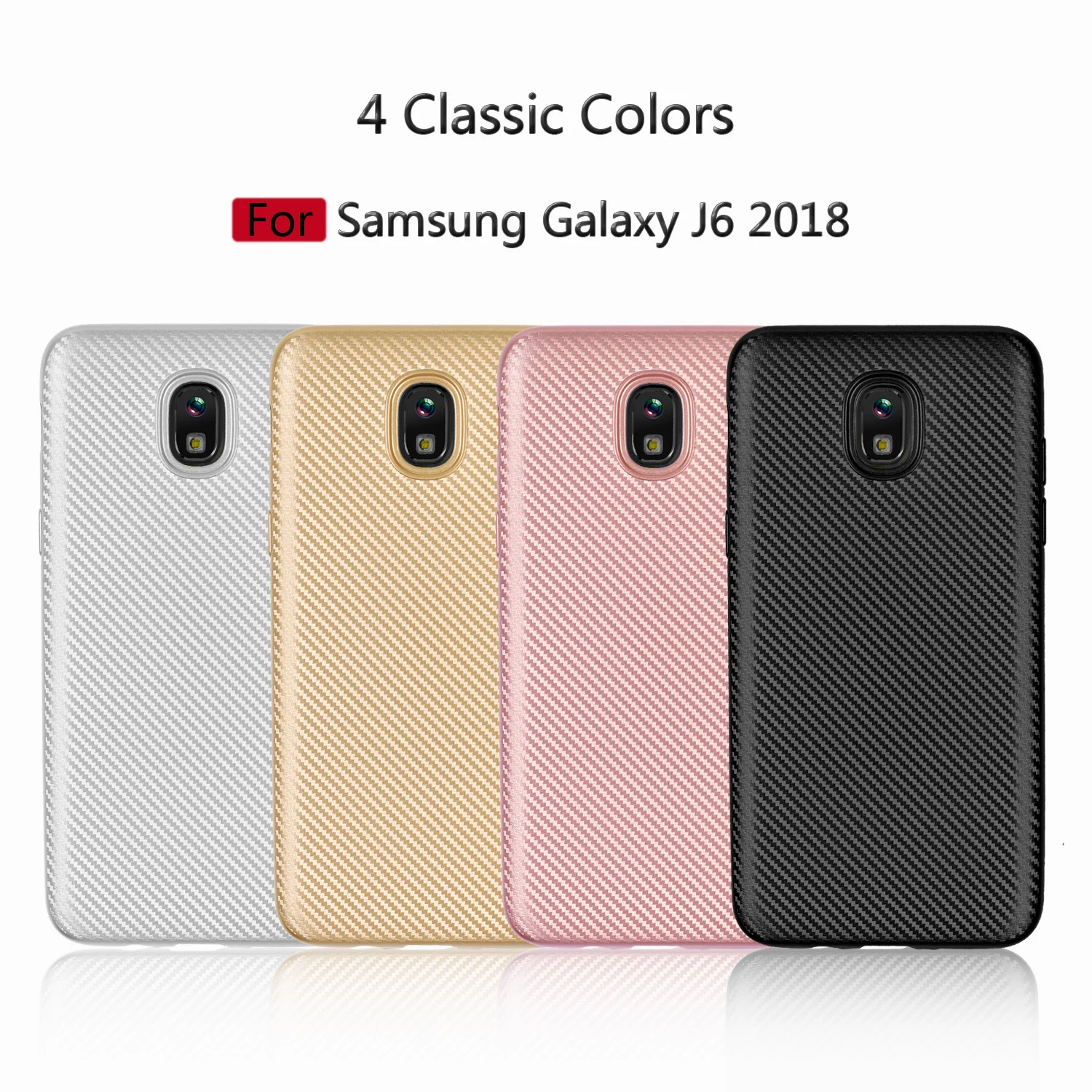 for Samsung J6 Funda Capa Carbon Fiber Texture Soft Cases for Samsung