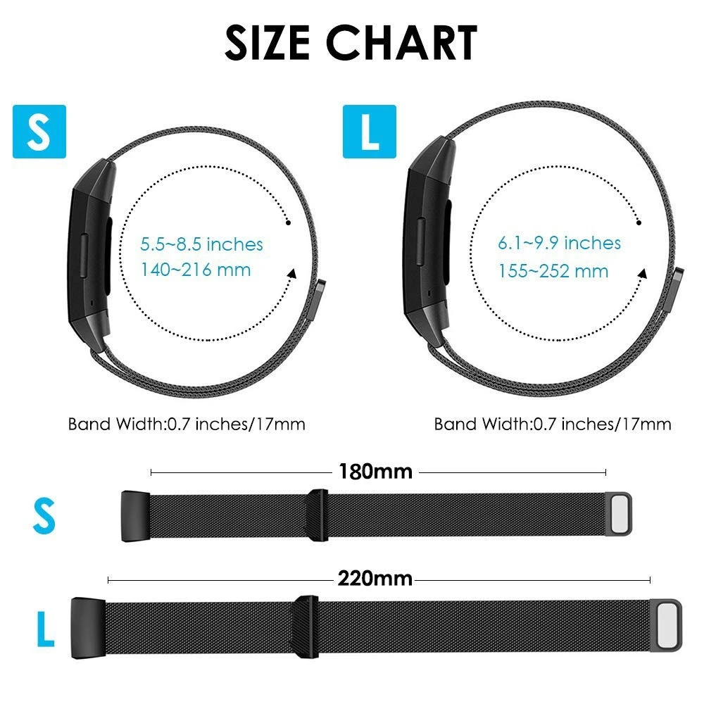 Магнитный с миланским плетением ремешок из нержавеющей стали для запасcharge 2 запасной браслет ремешок для Fitbit Charge 3 умный ремешок для часов
