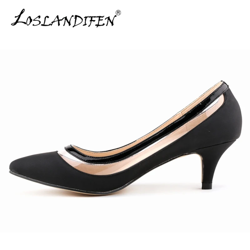 

LOSLANDIFEN New PVC Patchwork Women Pumps Casual Suede Low Heels Black Work Shoes Ladies Wedding Party Pumps Red Nude 678-2SUEDE