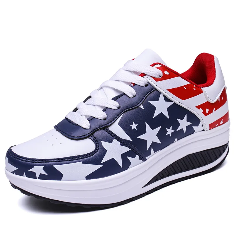 

Women Sneakers Summer Lace Up wedges Platform Trainers PU Causal Shoes white black ladies Basket femme zapatillas mujer