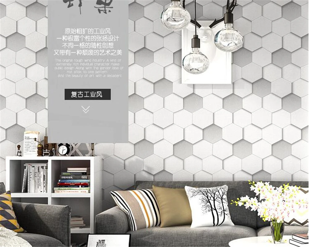 

beibehang Nordic 3D abstract geometric wallpaper hexagonal texture honeycomb pattern wallpaper decoration bar cafe background
