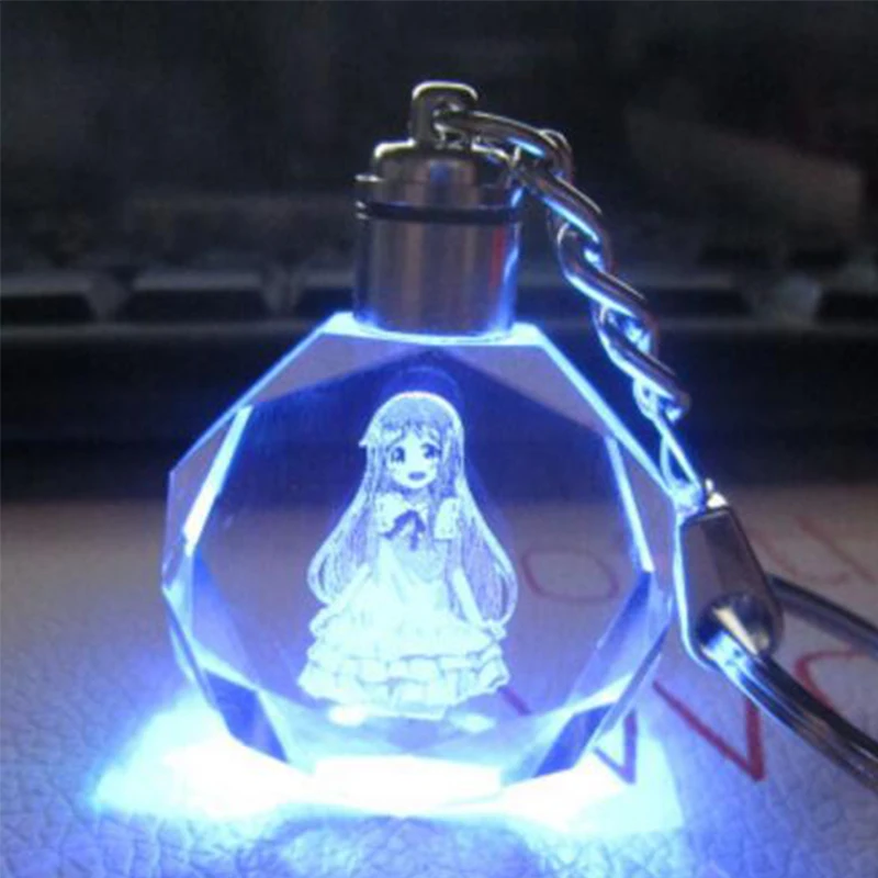 The flower Honma Meiko ornament figure  peripheral colorful crystal pendant LED pendant key chain keyring newcos