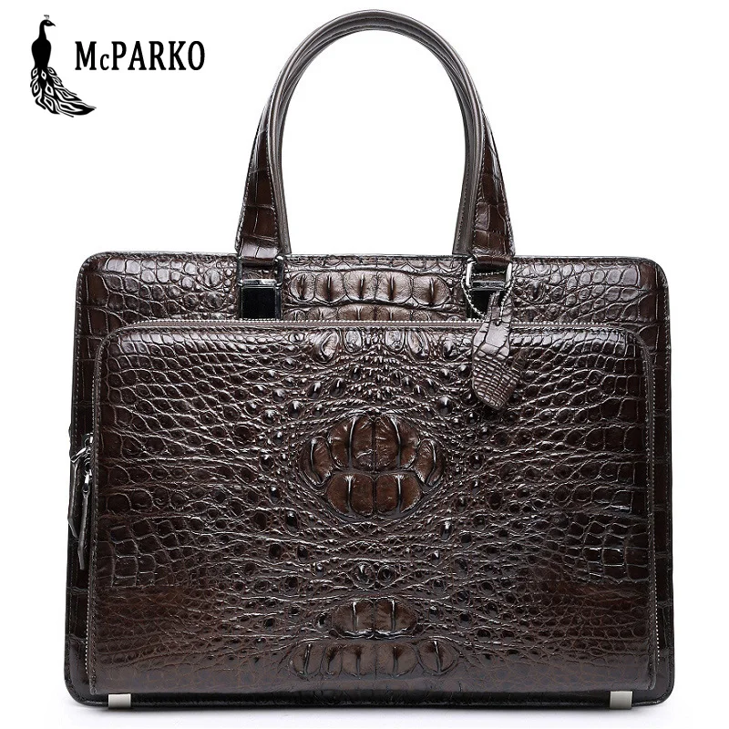 Genuine leather men's bag briefcase crocodile skin Luxury alligator bags Black Brown briefcases LARGE CAPACITY