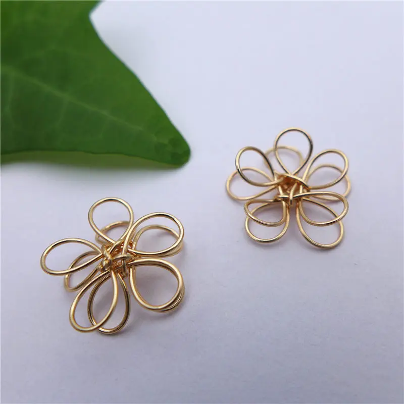 

Оптовая продажа, 15 мм, бусины в форме цветка из розового золота, железная проволока, Подвески ручной работы для вязания, подвески «сделай сам», 100 шт./лот, бижутерия, аксессуары для рукоделия, Новинка