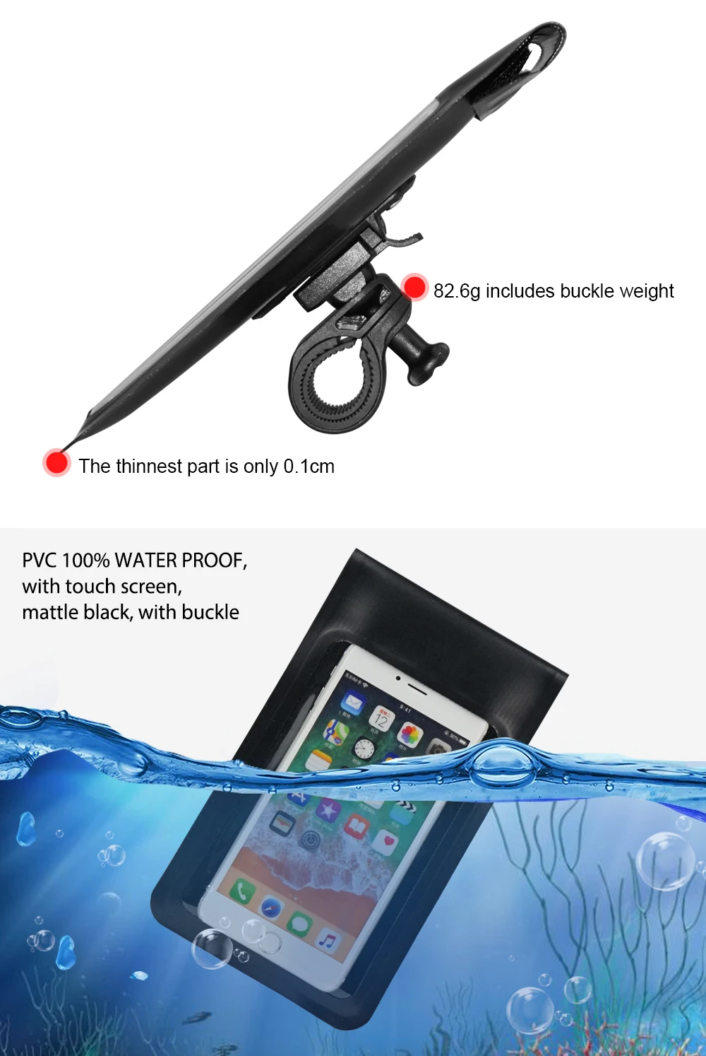 Discount Universal Touchscreen Waterproof Cycling Bicycle Bike Handlebar 6.5in Mobile Phone Mount Holder Cell Phone Case Dry Bag Stand 1