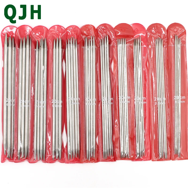 

New 11*55 PCS 11 sizes 20cm Double Point stainless steel Straight Knitting Needles Sweater Knitting Needles sets 2-6.5mm