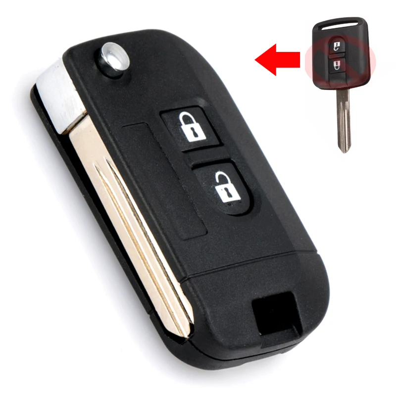 

LIN&GUO Flip Folding Remote Key Shell Car Case Fob Cover for Nissan Qashqai primera Micra Navara Almera Note Sunny 2 Buttons
