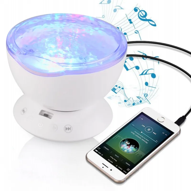 

FENGLAIYI Wave Aurora Starlight USB LED Night Light Star Projector Built-in Mini Music Player Speaker Novelty Baby Night Lamp