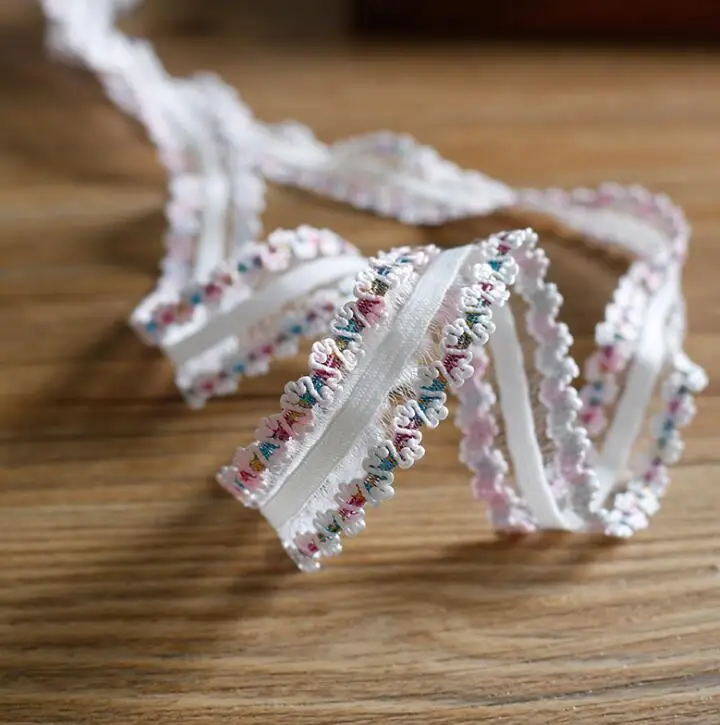 

5 Meters 2cm Width Colored Crocheted Polyester Lace Trim For DIY Sewing Curtain Craft Decorative Elastic Lace Fabric Ribbon