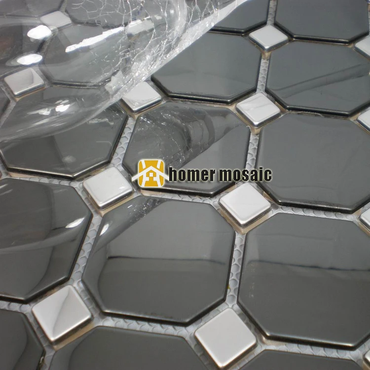 

glossy black stainless steel metal mosaic kitchen backsplash metal mosaic bathroom shower metal tiles fireplace mosaic tile