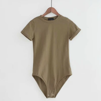 

Women Summer Playsuits Solid Short Sleeve O-neck Bodysuits Rompers Overalls Solid Bodycon Jumpsuits