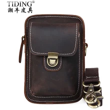 Мужские поясные сумки из натуральной кожи мини модный бренд мужской коричневый повседневные винтажные путешествий талии пакеты сумки на ремне из коровьей кожи