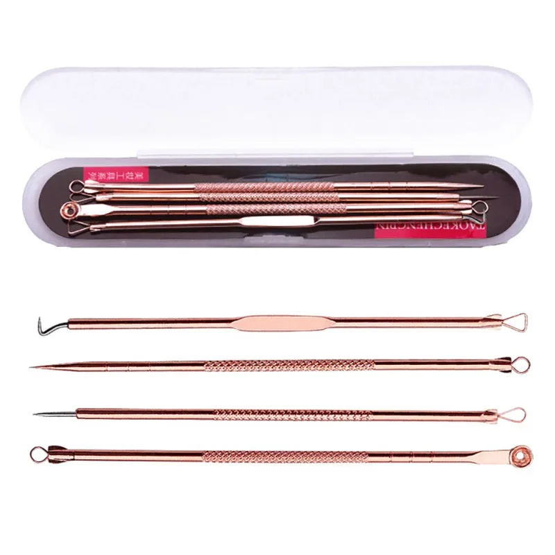 Stainless steel Acne Needle Double Loop Acupuncture Needle Blackhead Removal Needle Device Make-up Tools Skin Care 4Pcs