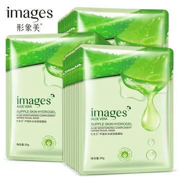 

IMAGES 60pcs Aloe Vera Moisturizing Water Facial Sheet Mask Korean Skin Care Hydrating Brightening Nourishing Smoothing Mask