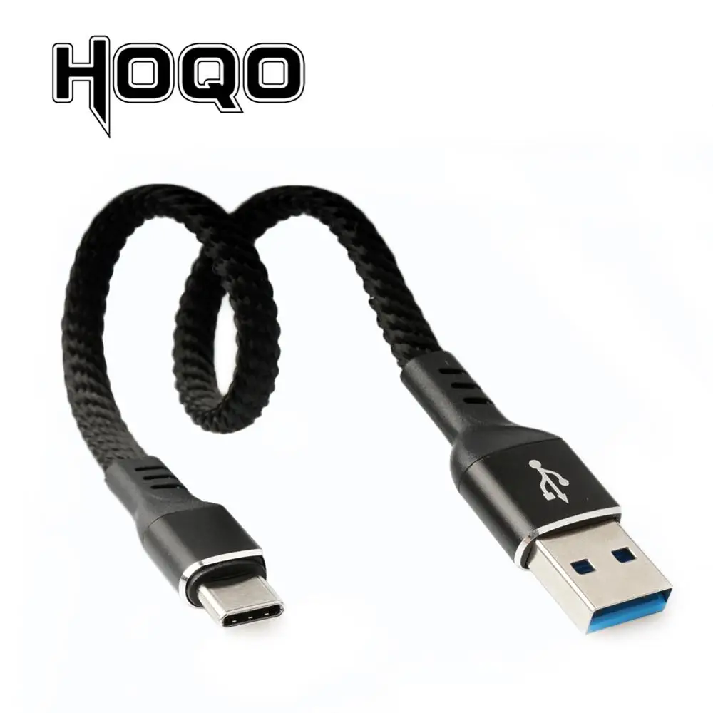 قصيرة usb-c شقة المعادن مزين شاحن يو اس بي كابل يو إس بي نوع c النايلون مضفر بيانات الحبل لسامسونج/سوني/ xiaomi الروبوت الهاتف