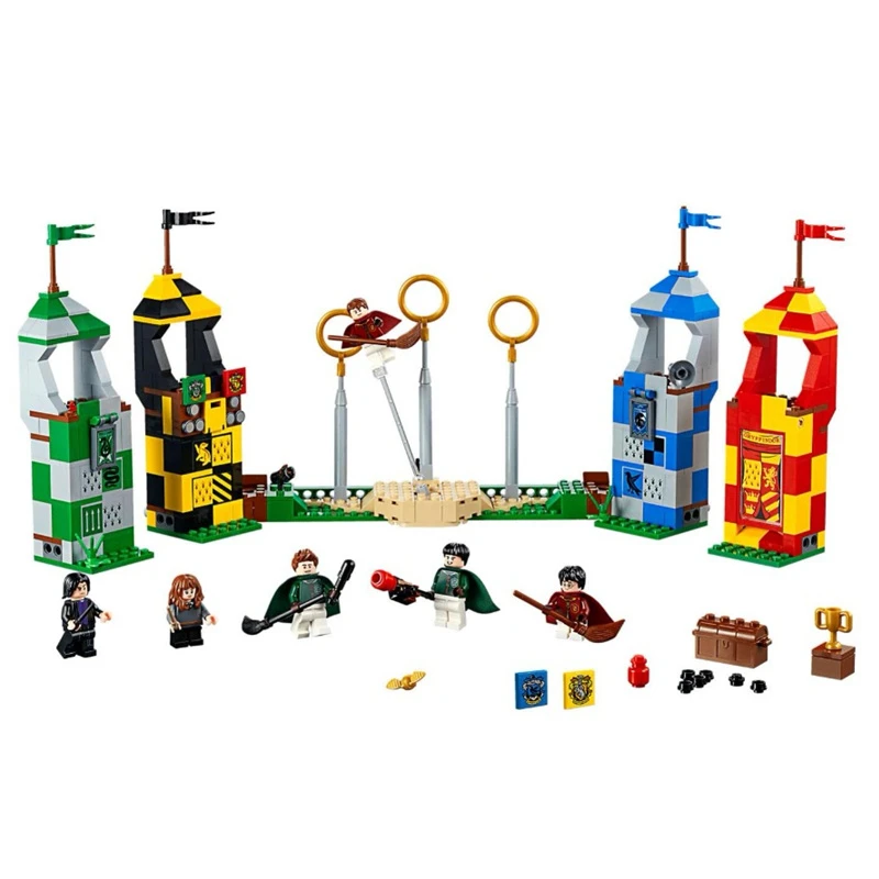 

535pcs Hot Movie Harri Potter Magic Quidditch Match Model Compatible with Legoings Building Blocks Set Toys For Children