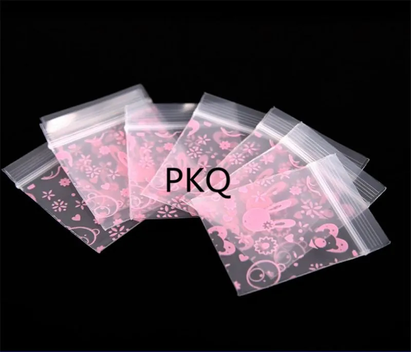 

100pcs/lot Cute Rabbit Zip Lock Bag Transparent Mini Plastic Zipper Lock Bag Small Gift Storage Bag Jewelry Sample Packaging Bag