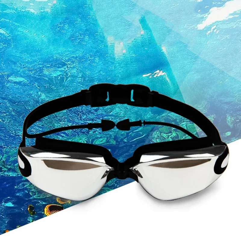 Outdoor Waterproof Anti-fog Swimming Glasses Men Women Large Frame with Silicone Earplugs Swimming Goggles Water Sports Eyewear