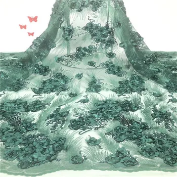 

Nigerian Lace Fabric 2019 High Quality Lace 3d Lace Fabric Wedding Green African With Sequins Nigerian French Lace Fabric