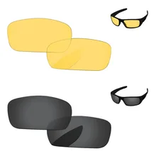 Черный и кристально желтый 2 пары замена линз для коленчатого вала Солнцезащитные очки Рамка UVA и UVB Защита