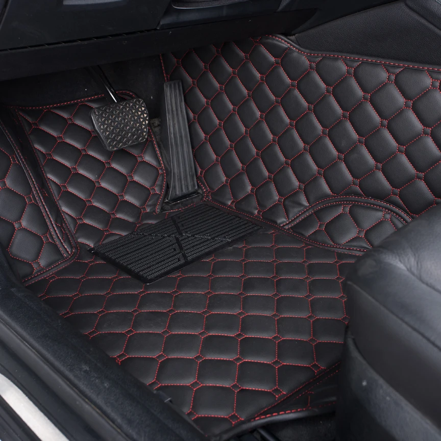 Custom Car Floor Mats for KIA 2004-2008 Opirus Waterproof Non-Slip Leather Carpets Automotive Interior Accessories 1 Set Black