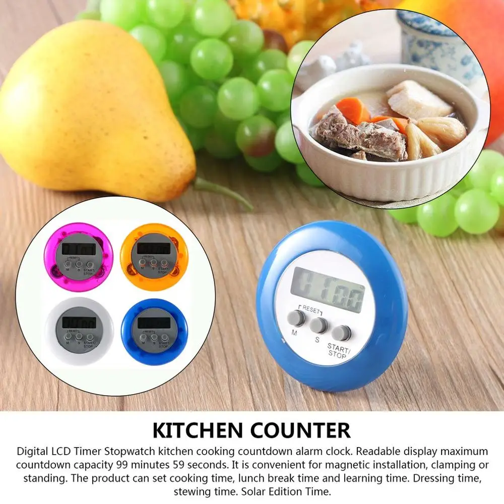 

Cute Mini Digital Counter Home Kitchen Round LCD Display Digital Cooking Countdown Timer Count Down Up Alarm Kitchen Supplies