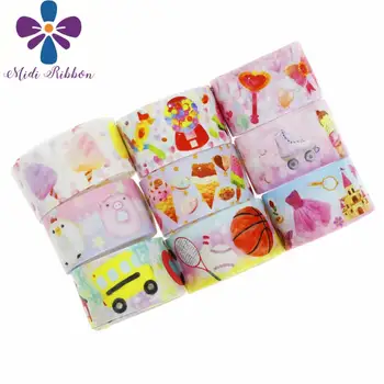 

16mm-75mm Fairy Wand Candy Printed Grosgrain/Elastic Ribbon Basketball DIY Sports Hair Bowknots Making 50yards/roll Rugby