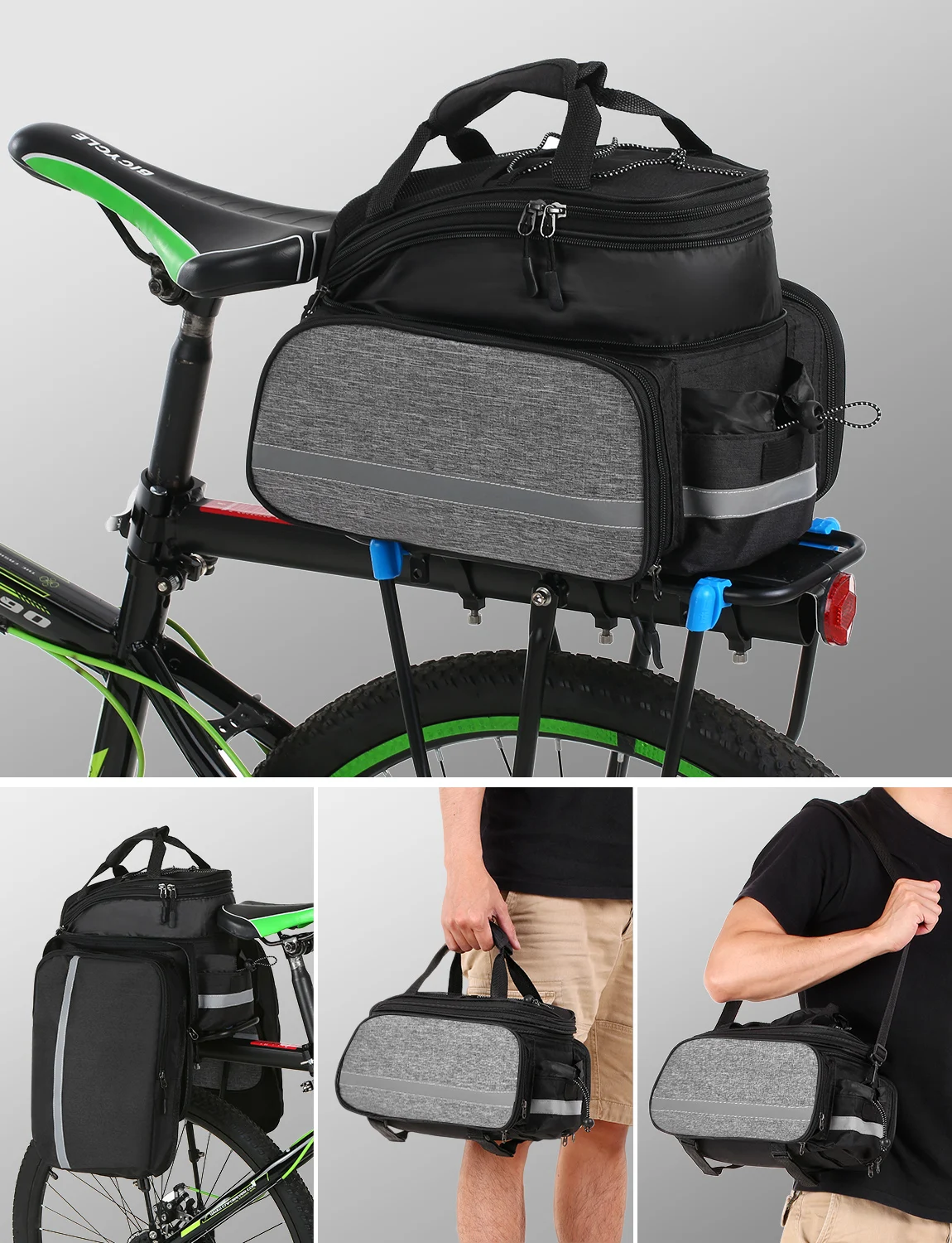 Lixada многофункциональная расширяемая велосипедная сумка на заднее сиденье для велосипеда Водонепроницаемая MTB горная дорога велосипедная сумка с дождевиком