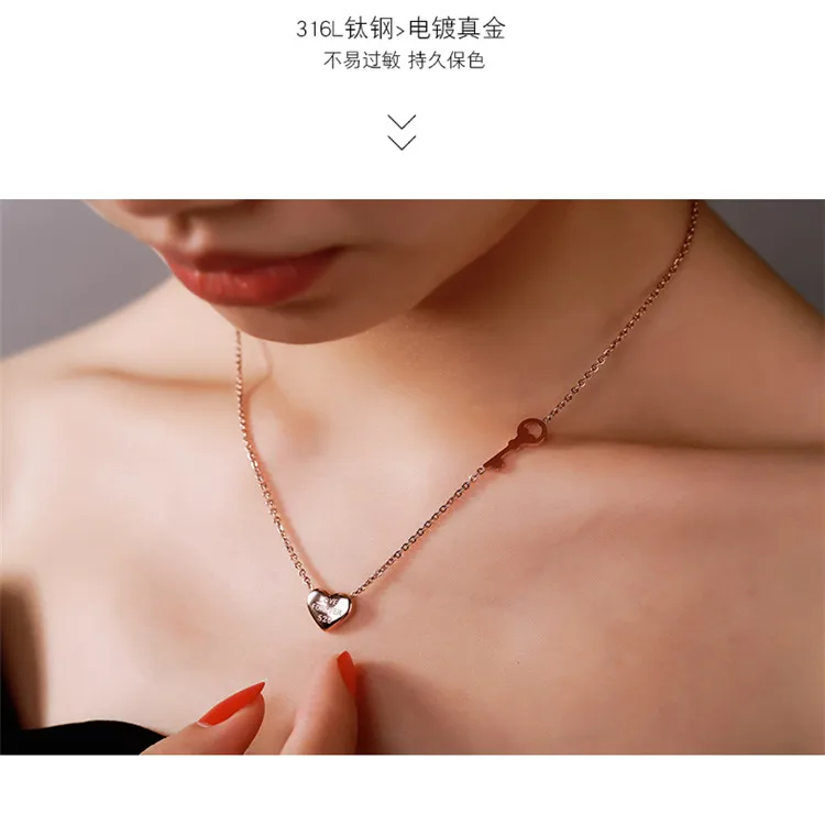 YUN RUO, модный бренд, Женские Ювелирные изделия, розовое золото, сердечко серебряного цвета, подвеска, ожерелье, цепь, нержавеющая сталь 316 L, ожерелье, ювелирное изделие