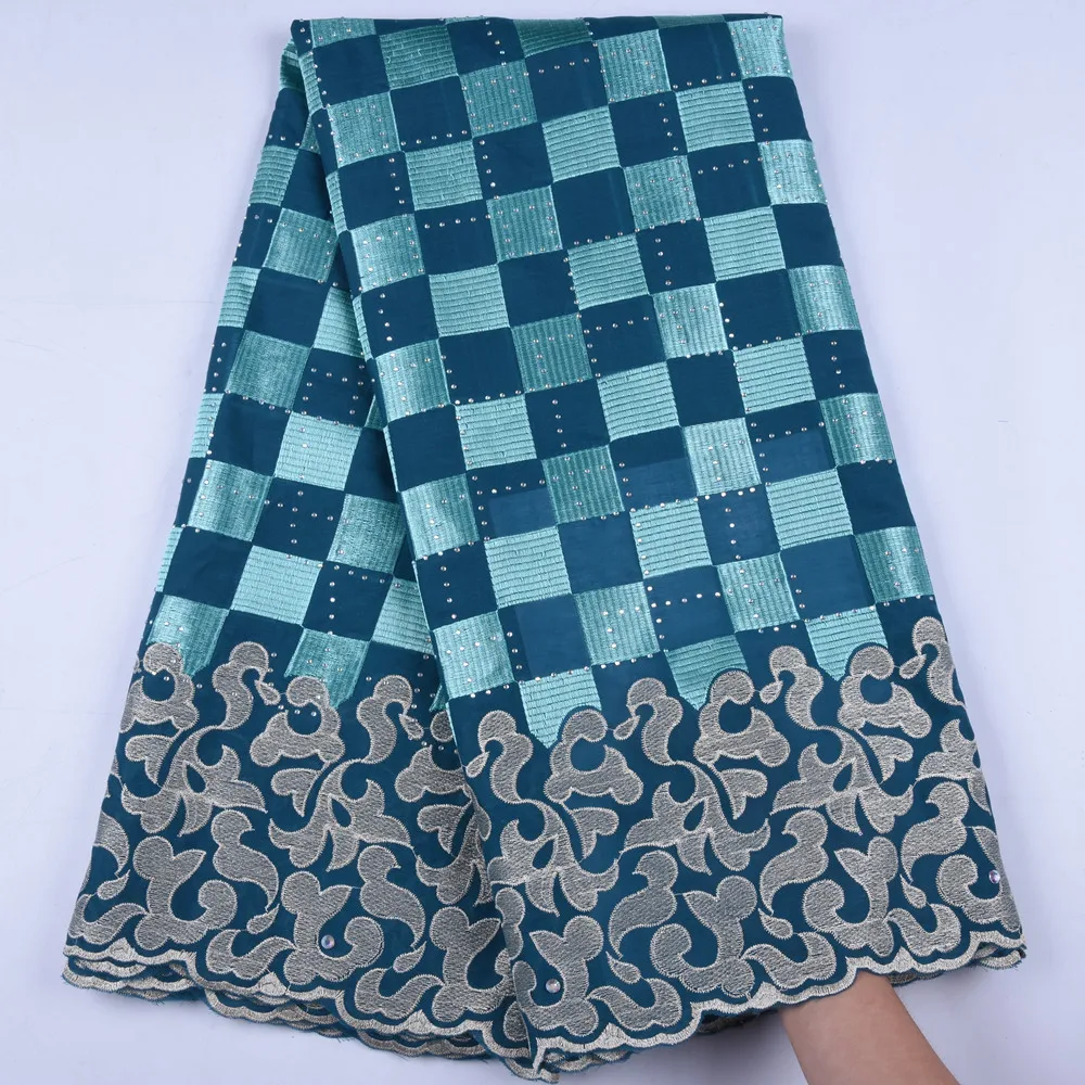

Top Sale Afrian Lace Fabric Latest Swiss Voile Lace In Switzerland Green Swiss Cotton Lace Fabric With Stone For Men Dress F1652