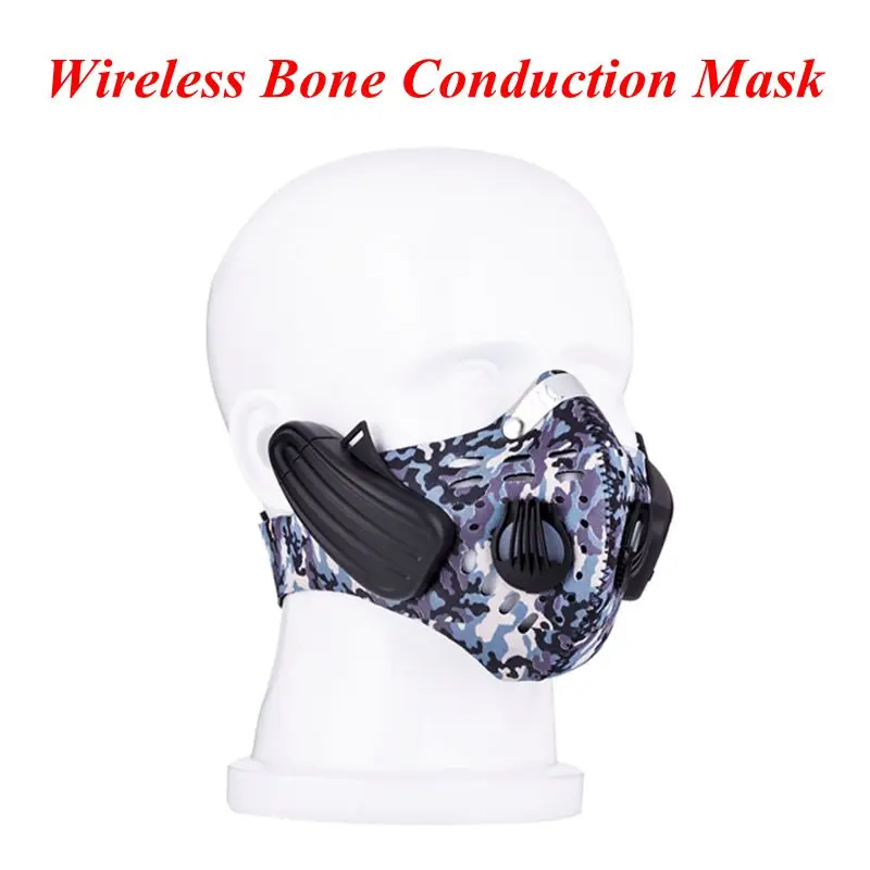 Factory directly sell Mask Wireless Bone Conduction Headphones training mask wireless headset for Outdoor Sports 2 colors